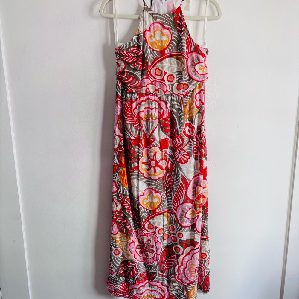 LOFT Vibrant Floral Maxi Dress - Red and Pink